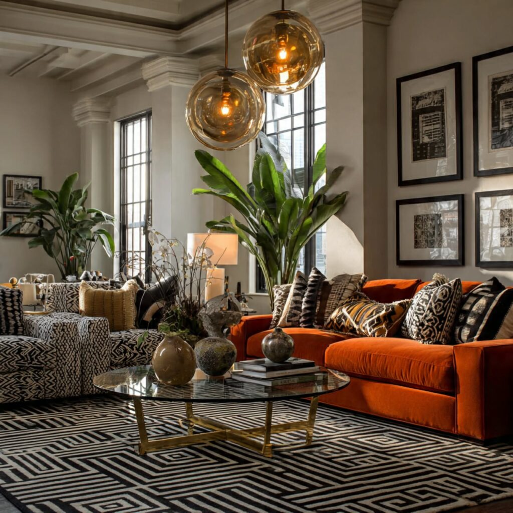 Eclectic Living Room, Maximalist Style, Gallery Wall, Home Design Gallery